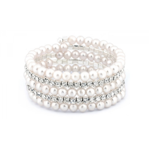 Crystal and Faux Pearl Multi-Row Bracelet with Swarovski Elements At $5