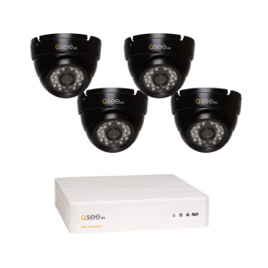 Q-See QTH4-4CP 4-Channel AHD Surveillance DVR with 4 x 720P Day / Night In / Outdoor Security Cameras At $119.99 