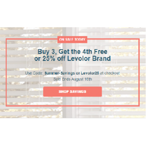 Buy 3, Get the 4th Free or 25% off Levolor Brand At Blinds.com