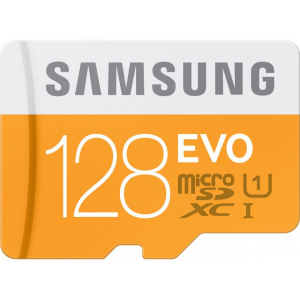 Samsung 128GB EVO microSDXC UHS-I/U1 Class 10 Memory Card with Adapter (MB-MP128DA/AM) At $39.99