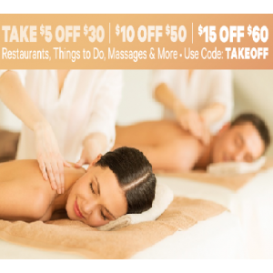 Take $5 Off $30//$10 Off $50//$15 Off $60 on Restaurants,Massage & More At Groupon