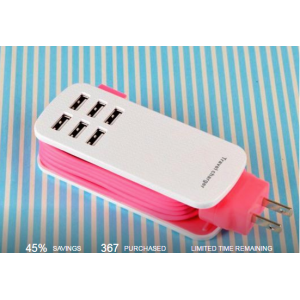 Smart Travel Charger with 6 USB Ports + 5 Foot Cable At $18.99